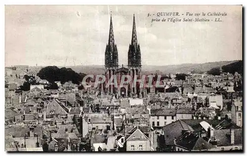 Cartes postales Quimper Vue sur la Cathedrale prise de l Eglise Saint Matbieu