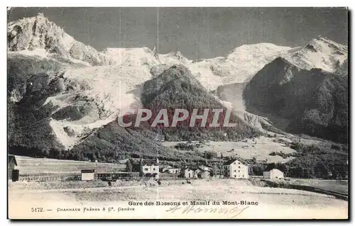 Cartes postales Gare des Bossons et Massif du Mont Blanc