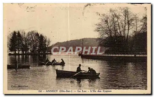 Ansichtskarte AK Annecy Le lac L lle des Cygnes Swan Bateau