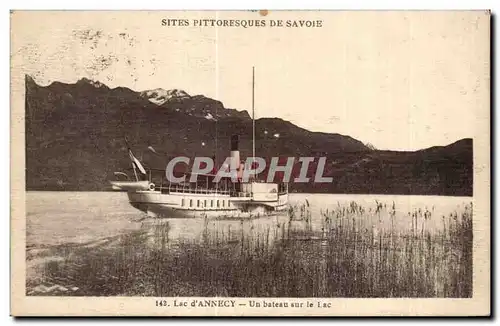 Cartes postales lac d Annecy Un bateau sur le lac