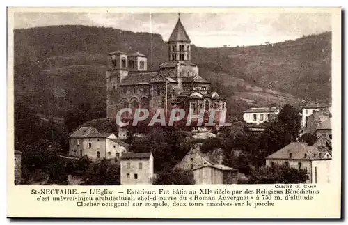 Cartes postales Saint Nectaire L Eglise Exterieur Fut batie au XII siecle par des Religieux Benedictins