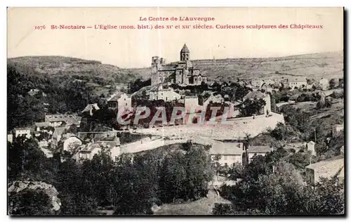 Ansichtskarte AK Saint Nectaire L Eglise (mon hist) des XI et XII siecles Curieuses sculptures des Chapiteaux