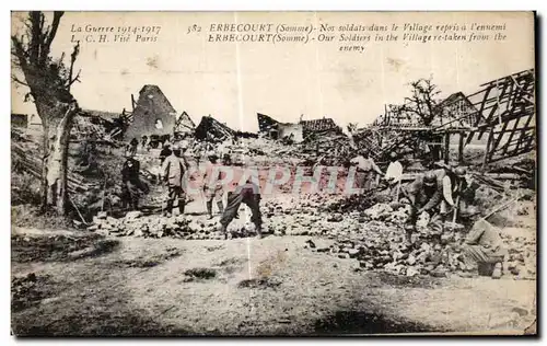 Cartes postales La Guerre Erbecourt (Somme) Nos soldats dans le Village repris a Militaria