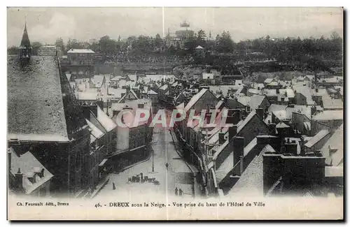 Cartes postales Dreux sous la Neige Vue prise du haut de I Hotel de Ville