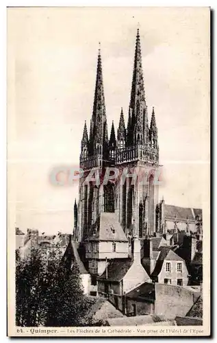 Ansichtskarte AK Quimper Les Fleches de la Cathedrale Vue prise de I Hotel de