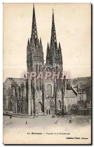 Cartes postales Quimper Facade de la Cathedrale