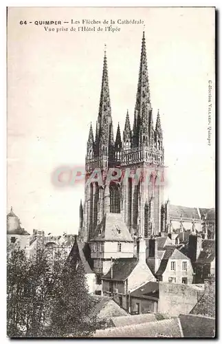 Ansichtskarte AK Quimper Les Fleches de la Cathedrale Vue prise de I Hotel de I Epee