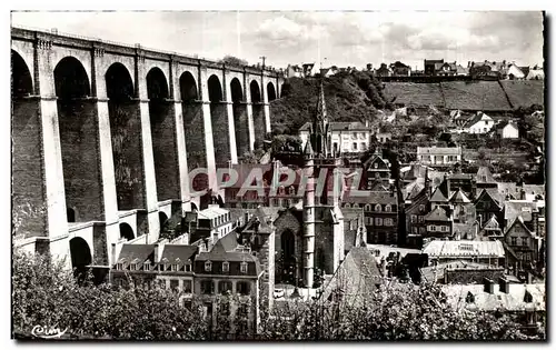 Ansichtskarte AK Morlaix Finistere Le Viaduc et I Eglise Ste Melaine