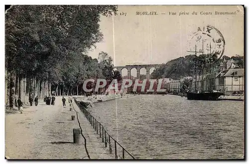 Ansichtskarte AK Morlaix Vue prise du Cours Beaumont Bateau