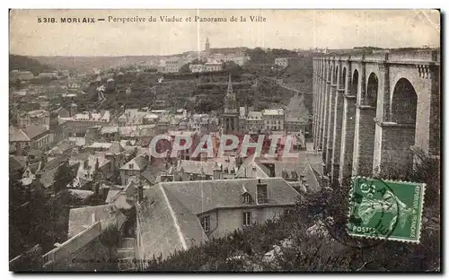 Cartes postales Morlaix Perspective du Viaduc et Panorama de la Ville