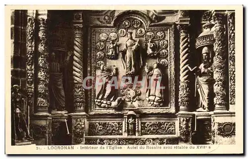 Cartes postales Locronan Interrieur da I Eglise Autel du Rosaire avec retable du XVII siecle