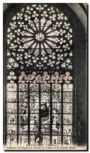 Cartes postales Le Folgoet Finstere Interieur de I Eglise le Vitrail du Choeur et la Grande Rosace