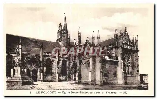 Cartes postales Le Folgoet Eglise Notre Dame cote sud et Transept