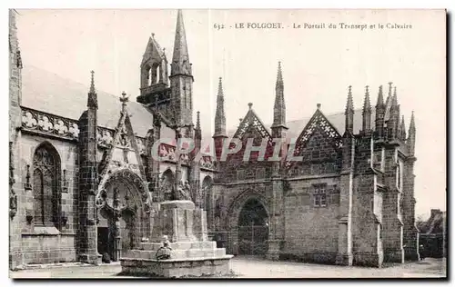 Cartes postales Le Folgoet Le Portail du Transept et le Calvaire