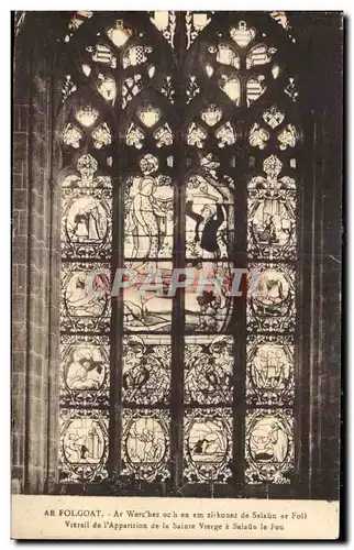 Cartes postales AR Folgoat Vitrail de I Apparition de la Sainte Vierge a Salaun le Fou