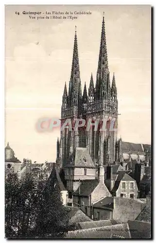 Cartes postales Quimper Les Fieches de la Cathedrale Vue prise de l Hotel de l Epee