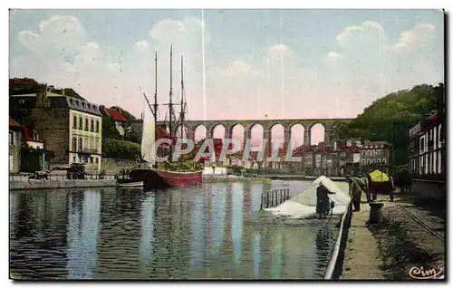 Ansichtskarte AK Morlaix La Riviere Morlaix et Viaduc Bateau