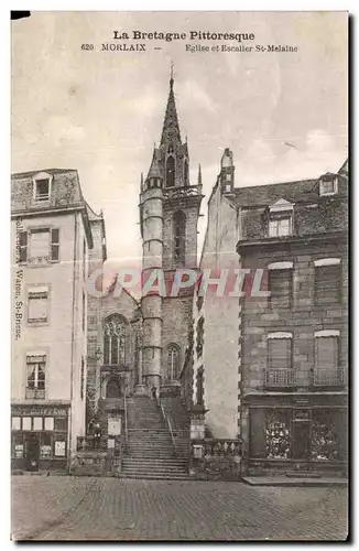 Ansichtskarte AK Morlaix Eglise et Escalier St Malaine