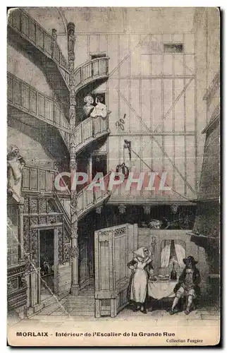 Ansichtskarte AK Morlaix Interieur de l Escalier de la Grange Rue