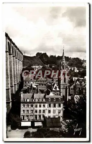 Cartes postales Morlaix Le viaduc l Eglise Saint Melaine