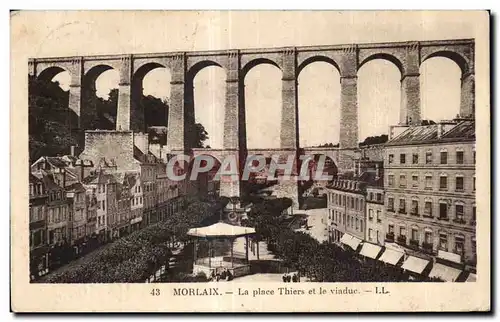 Ansichtskarte AK Morlaix La place Thiers et la viaduc