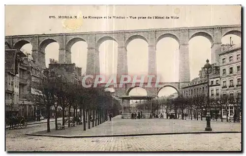 Cartes postales Morlaix Le kiosque et le Viaduc Vue prise de l Hotel de Ville