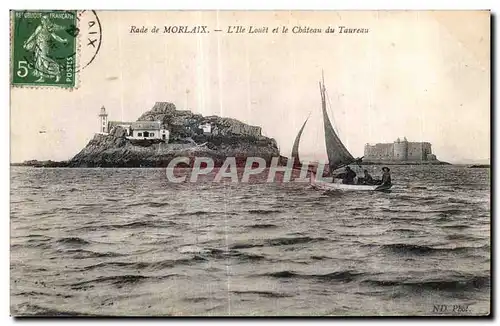 Ansichtskarte AK Rade de Morlaix L Ile Louet et le Chateau du Taureau Bateau