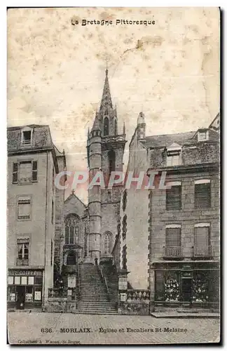 Ansichtskarte AK Morlaix Eglise et Escaliers St Melaine