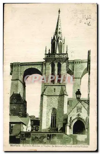 Ansichtskarte AK Morlaix Eglise St Malaine et Viaduc