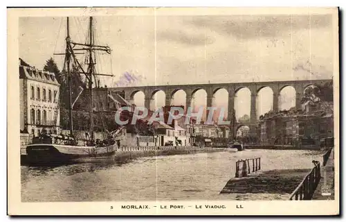 Ansichtskarte AK Morlaix Le Port Le Viaduc Bateau Voilier