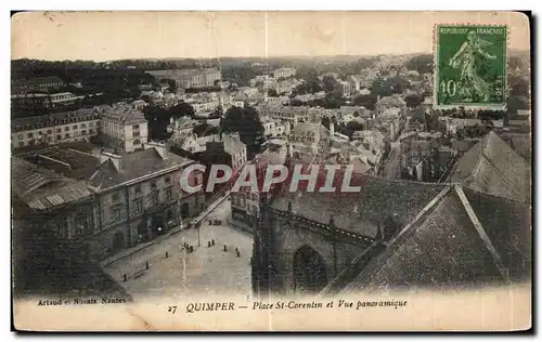 Cartes postales Quimper Place St Corentin et Vue panoramique