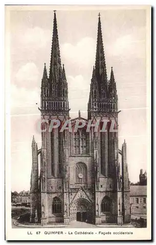 Ansichtskarte AK Quimper La Cathedrale Facade occidentale