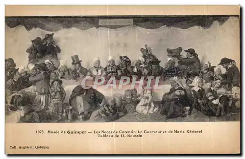 Ansichtskarte AK Musee de Quimper Les Noces de Corentin Le Guerveur et de Marie Kerinvel Tableau de O Roussin