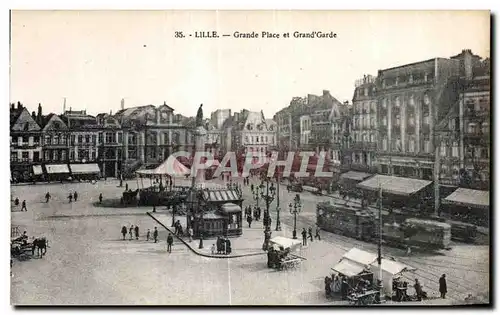 Ansichtskarte AK Lille Grande Place et Grand Garde Tramways