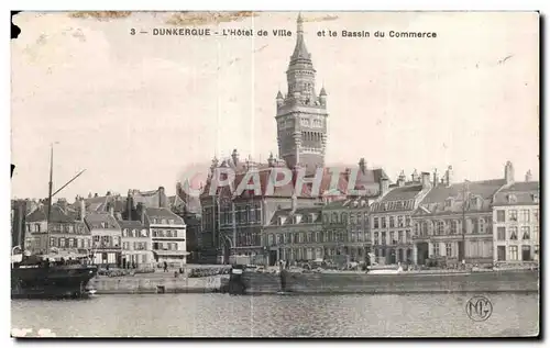 Cartes postales Dunkerque L Hotel de ville et le Bassin du Commerce