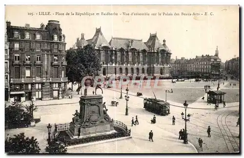 Cartes postales Lille Place de la Republique et Faidherbe Vue d ensemble sur le Palais des Beaux Arts