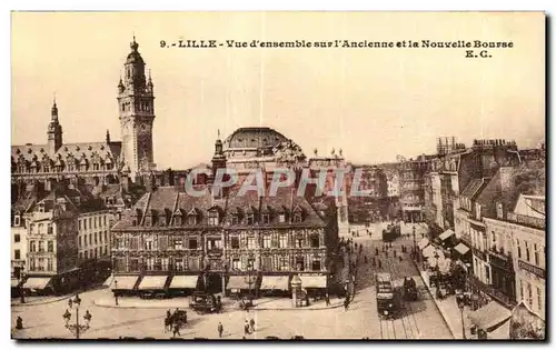 Cartes postales Lille Vue d ensemble sur l Ancienne et la Nouvelle Bourse