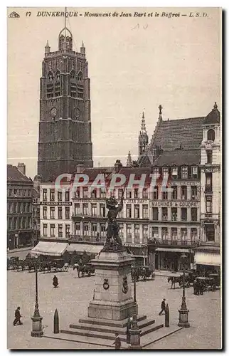 Cartes postales Dunkerque Monument de Jean Bart et le Beffroi