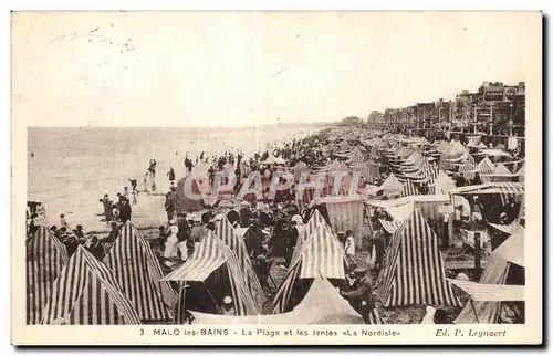 Ansichtskarte AK Malo les Bains La Plage et les tentes la Nordiste