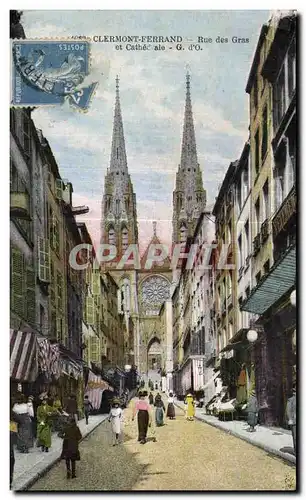 Cartes postales Clermont Ferrand Rue des Gras et Cathedrale