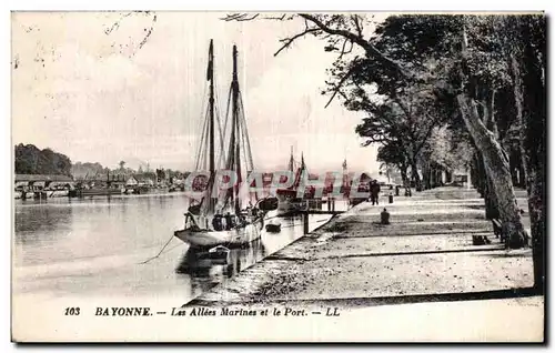 Ansichtskarte AK Bayonne Les Allees Martines et le Port Bateaux