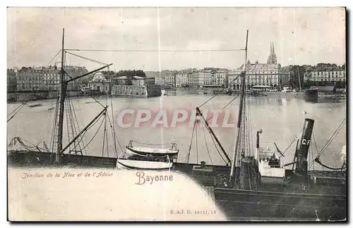 Ansichtskarte AK Bayonne Jonction de la Nive et de l Adour Bateau