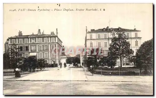 Cartes postales Pau Place Duplaa Statue Bourbaki