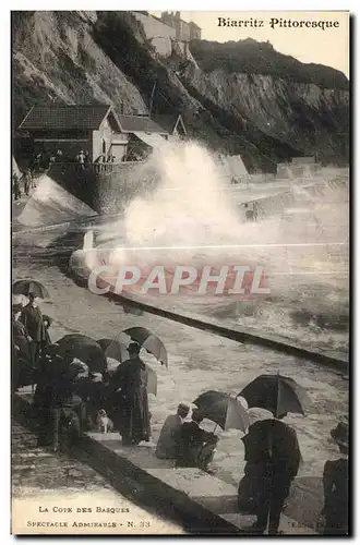 Cartes postales Biarritz Pittoresque La Cote des Basques Spectacle Admirable