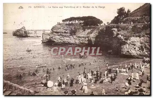 Ansichtskarte AK Biarritz Le Bains aux Port Vieux et le Rocher de la Vierge