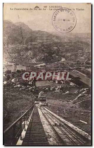 Cartes postales Lourdes Funiculaire du Pic du Jer Le croisement sur le Viaduc