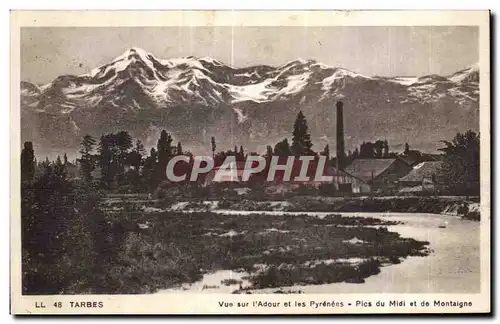 Cartes postales Tarbes Vue Sur I Adour et les Pyrenees Pics du midi et de Montaigne