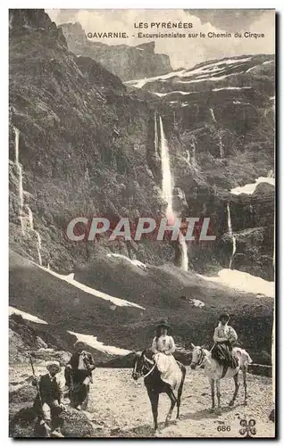 Cartes postales Les Pyrenees Gavarnie Excursionnistes sur le Chemin du Cirque cheval Horse