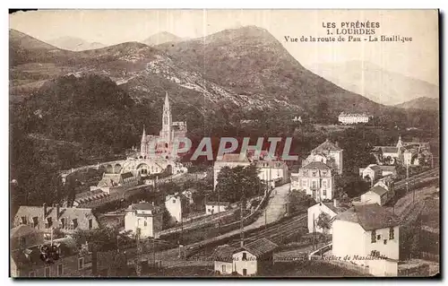 Cartes postales Les Pyrenees Lourdes Vue de la route de Pau la Basilique