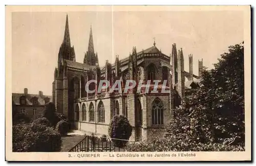 Cartes postales Quimper La Cathedrale et les Jardins de I Eveche